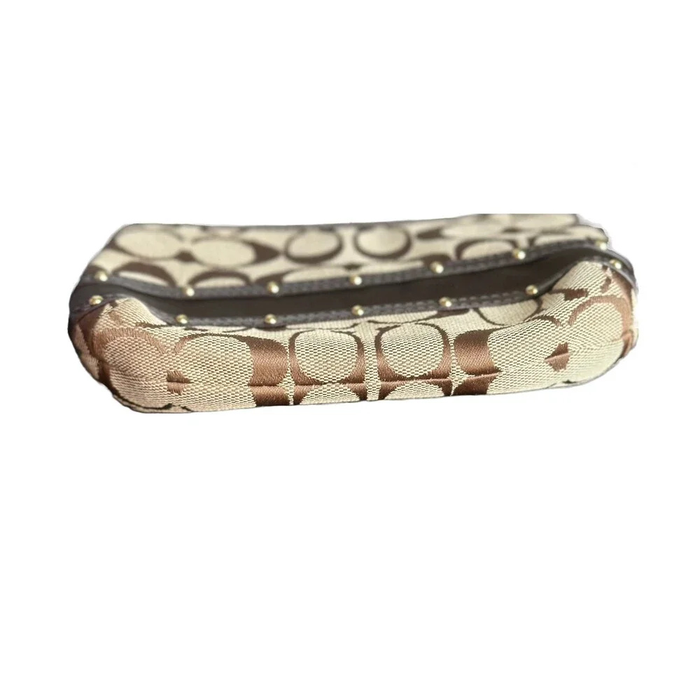 Coach Brown Signature Canva Wristlet Wallet